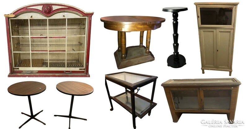 A collection of 110 pieces for sale together - items to be renovated, many extras: mirror, picture, cage, furniture -