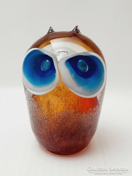 Glass owl, glass paperweight, 13 cm