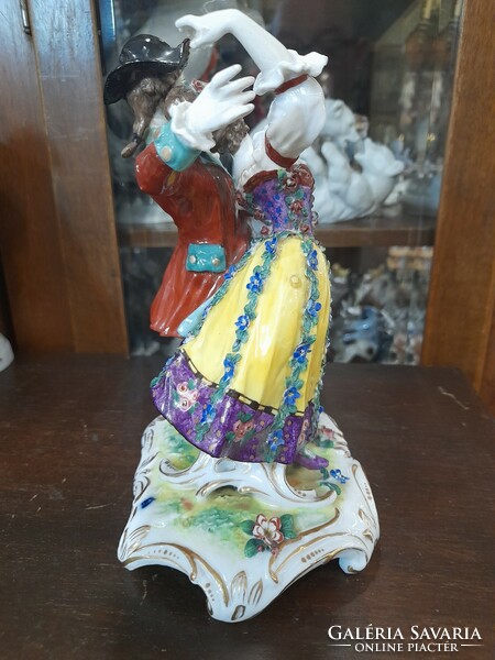Alt Wien Austria Táncos Barokk Páros Porcelán Életkép,Figura.20 cm.
