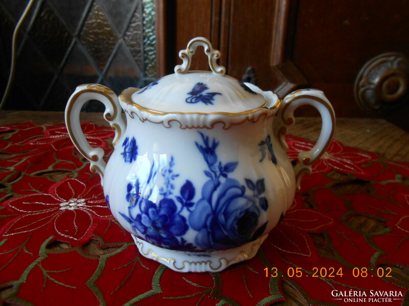 Zsolnay blue rose sugar bowl