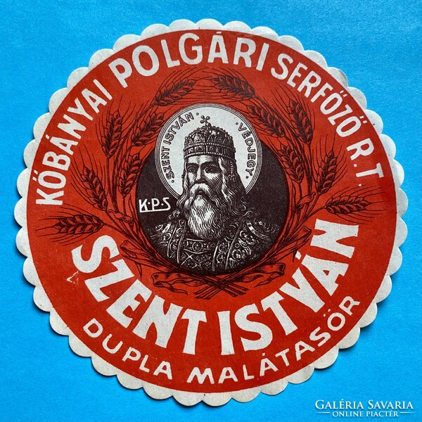 Szent istván malt beer label 1920 rare collector's item