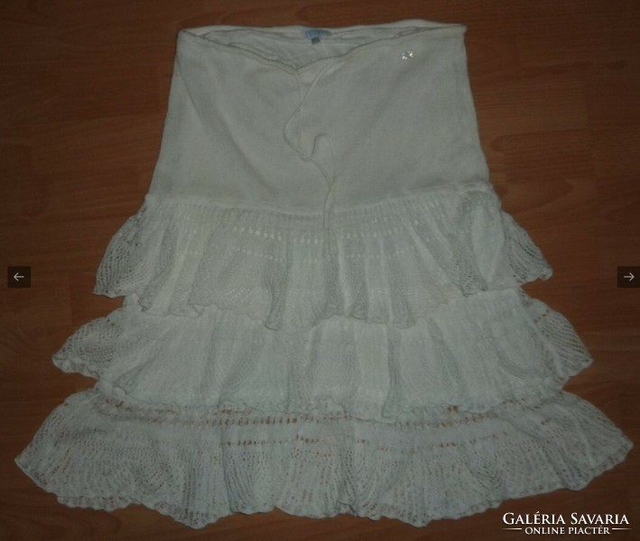 Escada snow white crocheted skirt, linen, size m
