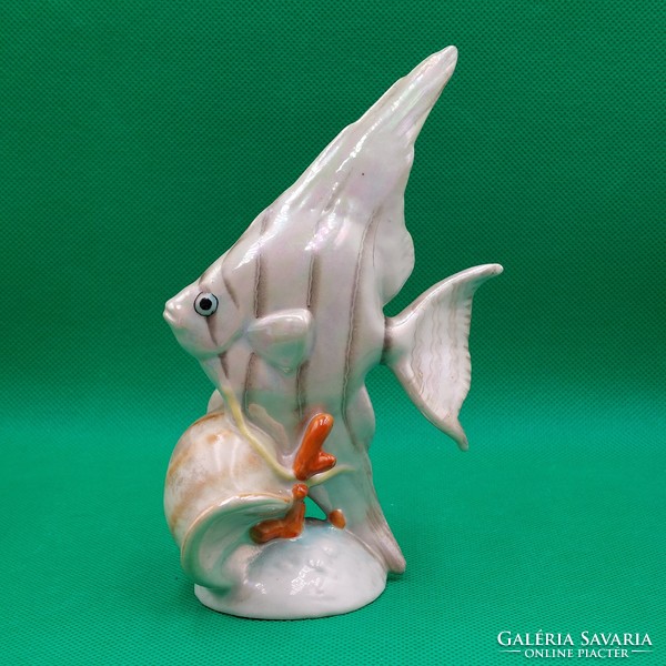 Miklós Veress quarries (drasche) porcelain figurine of fish with shell