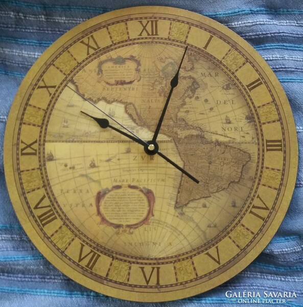 Antique map wall clock (165)