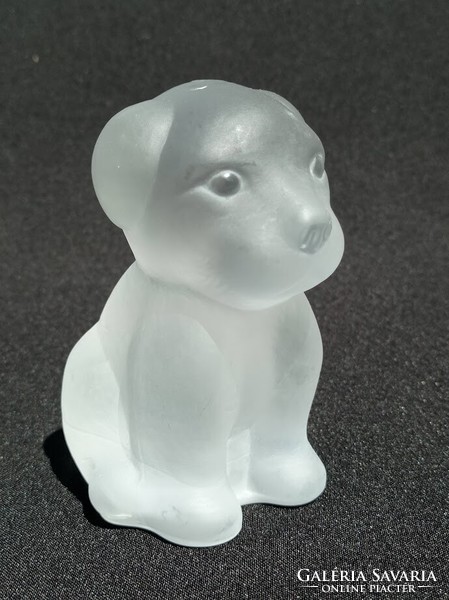 Vintege Nybro Svéd kristály üveg kutya szobor levélnehezék