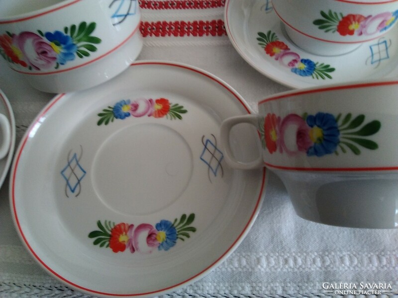 Retro kézzel festett Hollóházi porcelán teáskészlet matyó mintával a 60-70-es évekből!