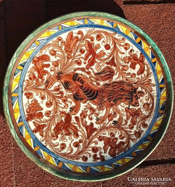 Wall ceramics - lion glazed wall bowl