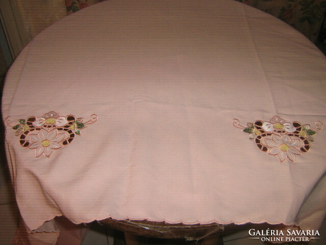 Beautiful madeira embroidered pink stained glass curtain