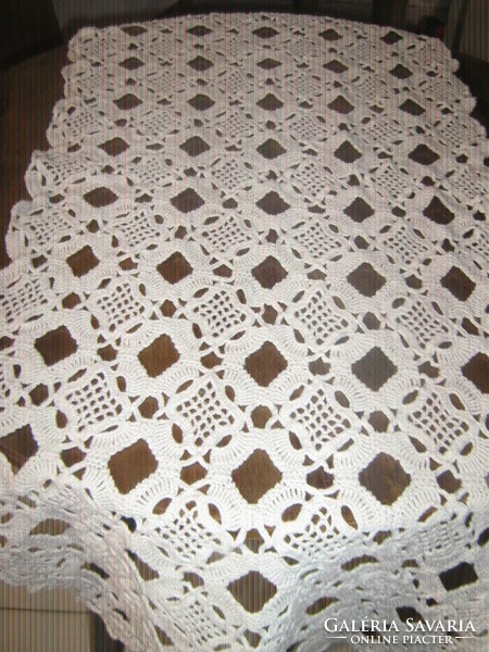 Wonderful antique handmade crocheted tablecloth with special pattern