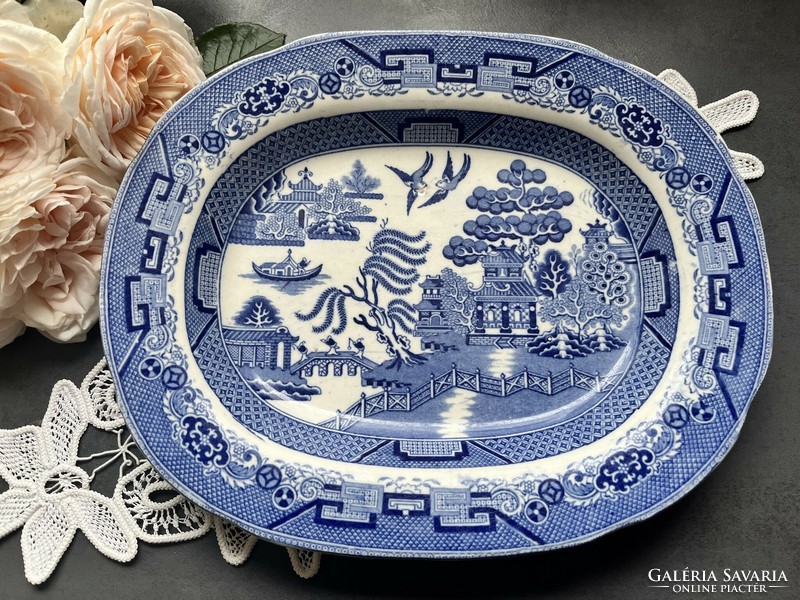 English h. Wileman Foley “Indian Tree”, antique oval side dish with willow pattern