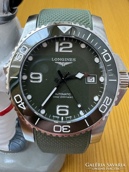 Longines hydroconquest green rubber strap with diving buckle. 1:1 Best quality rep.