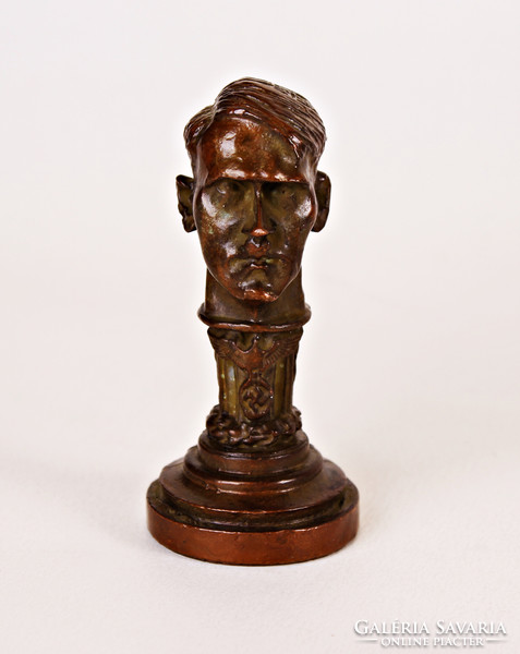 Hitler head statue with stylized stamp base - repro