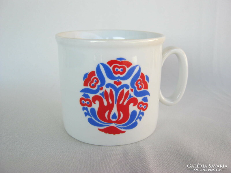 Zsolnay porcelain mug with blue-red pattern