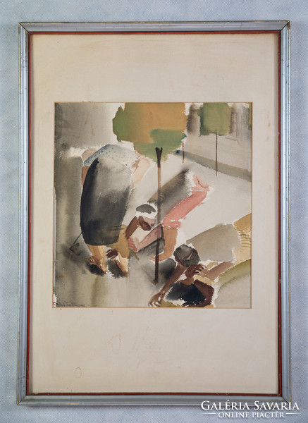 (Tahi-)Tóth Nándor (1912-1978)  akvarell, 25 x 19 cm