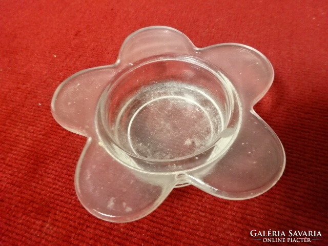 Glass candle holder, including candle, diameter 8 cm. Jokai.
