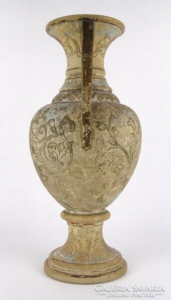 1R382 Bernard Bloch : Antik vadászjelenetes terrakotta váza 31 cm XIX. század