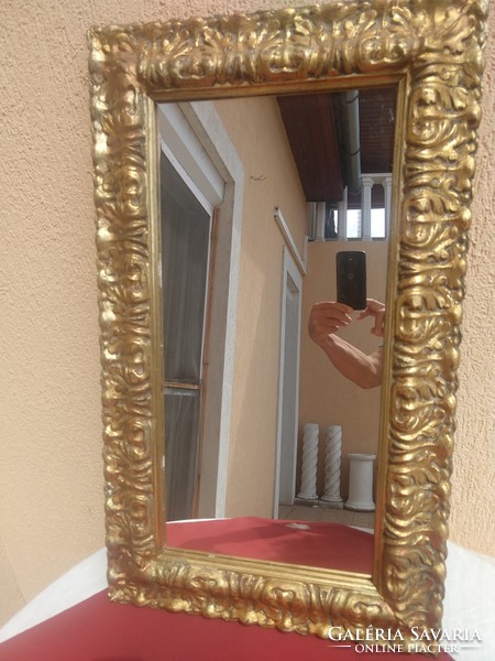 Large mirror with antique carved Florentine frame,..80X48 cm,,