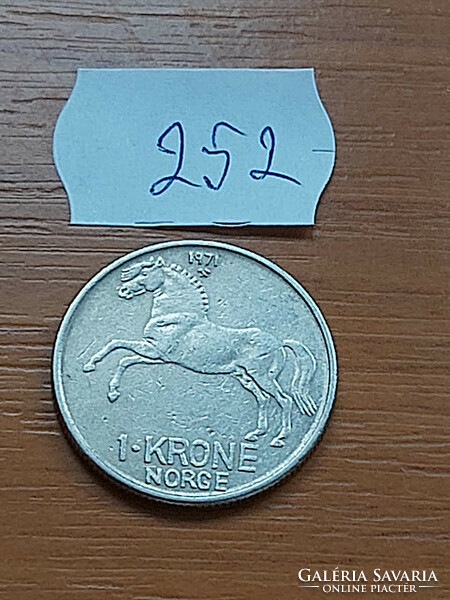 Norway 1 kroner 1971 olive v, horse copper-nickel 252