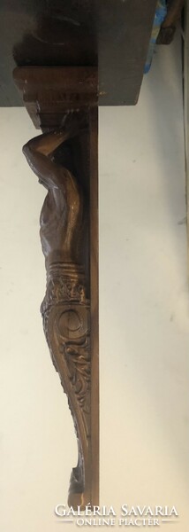 64 cm carved wooden statue or flower holder, console, wall decoration, pedestal