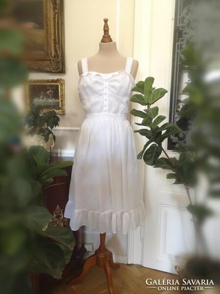 NewLook 42-44-es vintage 100% pamut fehér ruha csipkepánttal