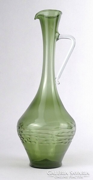 1R387 Hibátlan zöld színű fújt muranoi üveg kancsó 21.5 cm