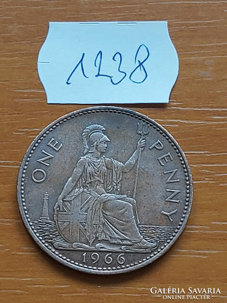 English England 1 penny 1966 ii. Queen Elizabeth, bronze 1238
