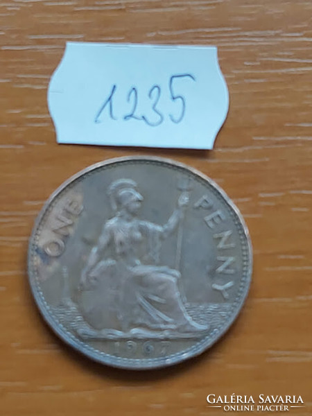 English England 1 penny 1967 ii. Queen Elizabeth, bronze 1235