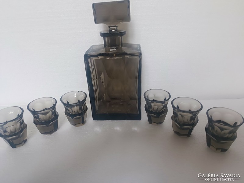 Art deco moser set carafe + 6 glasses of liqueur whiskey alcohol