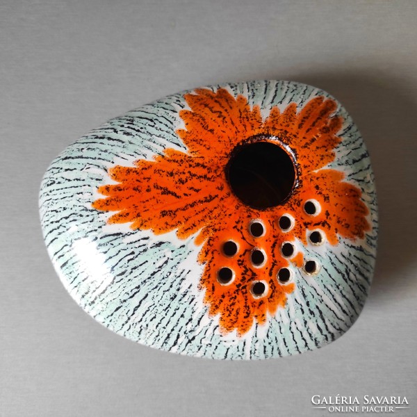 Kerezsi Györgyi (1943- ): Ikebana váza, kerámia, jelzéssel