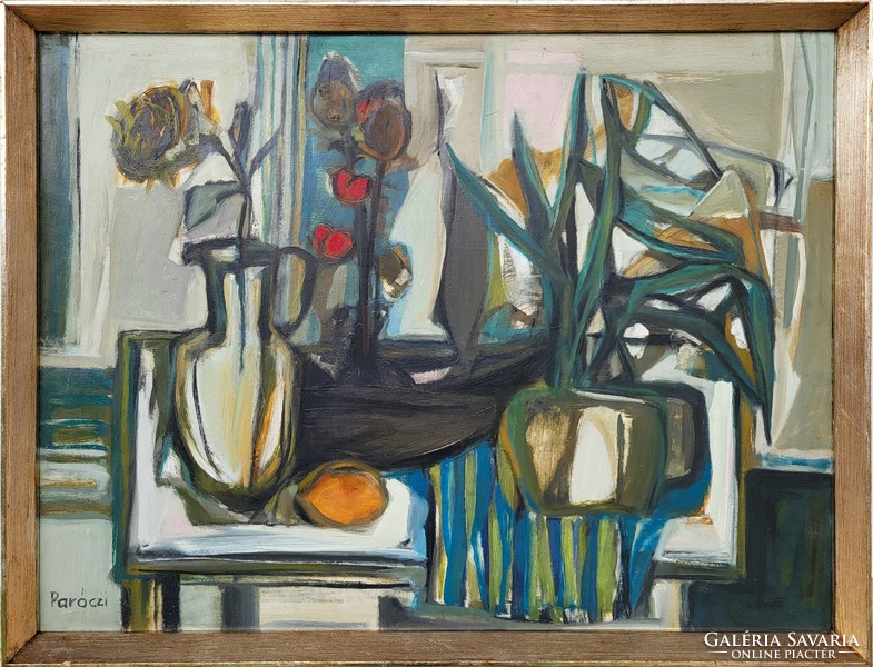 Paróczi Ágnes (1937 - ) Kubista Cendélet c. Képcsarnokos festménye EREDETI GARANCIÁVAL