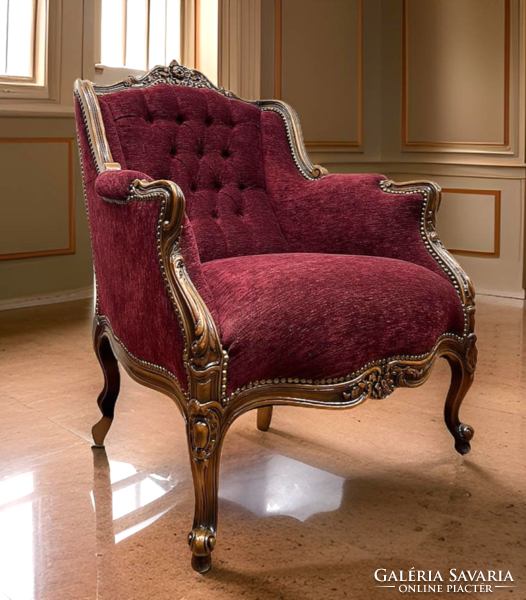Egyedi klasszikus barokk stílusú rendkívül kényelmes füles olvasó, TV-s fotel