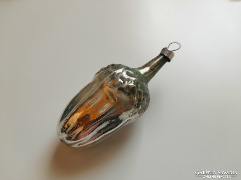 Old glass Christmas tree ornament, acorn, 6.5 cm