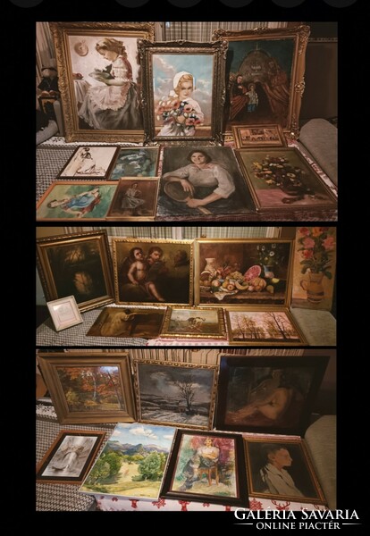 Attention, a large collection of antique paintings and graphics for sale! Names in the description!