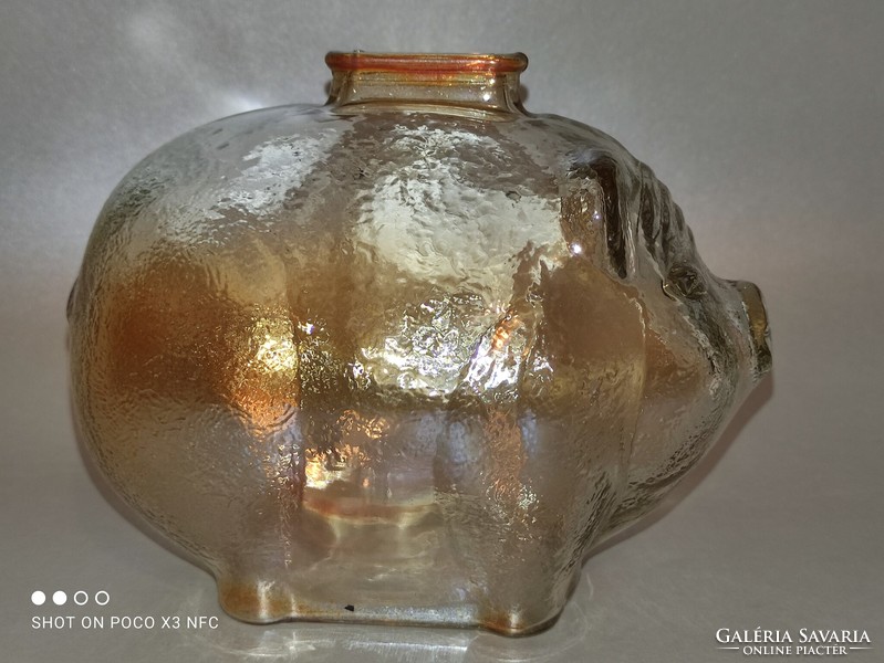 Anghor Hocking a nagy préselt üveg malac persely írva de pengetartó borbély kellék jelzett eredeti