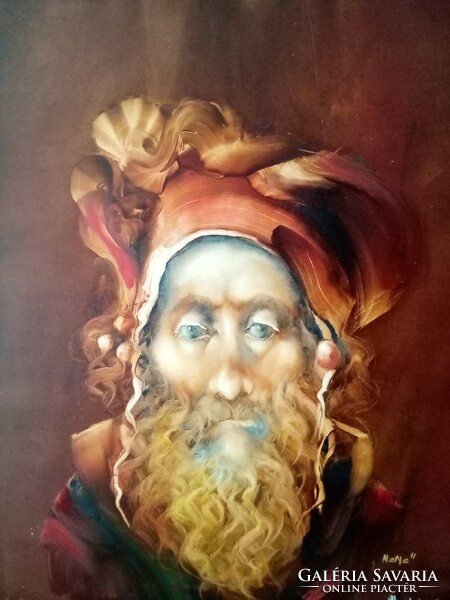 NoNo kortárs festmény, "manó" portré, 50 cm x 40 cm