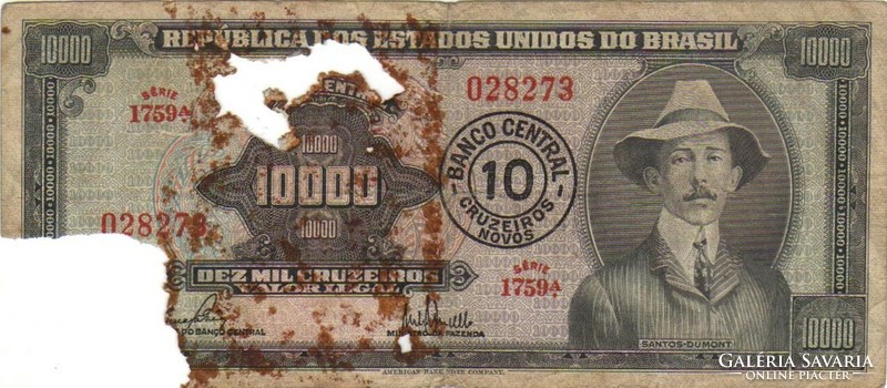 10000 Cruzeiros fb 10 cruzeiros 1966-67 Brazil