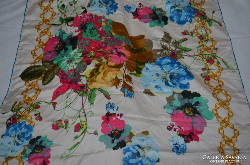 Hand-stitched large flower print shawl