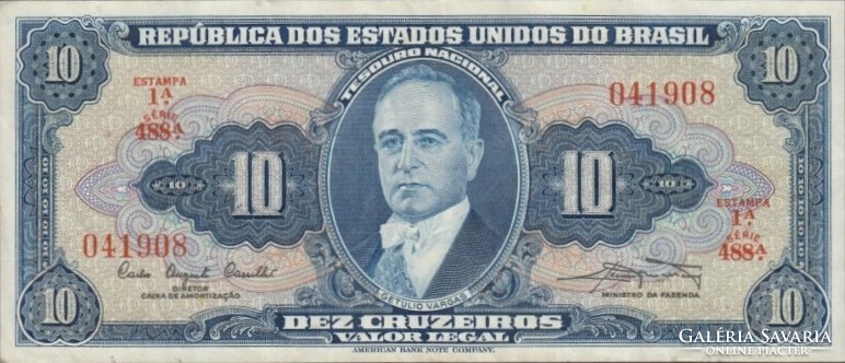 10 Cruzeoros 1961 Brazil