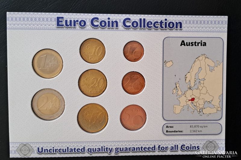Ausztria (8 db) euro forgalmi összeállítás UNC 1 Cent- 2 Euro