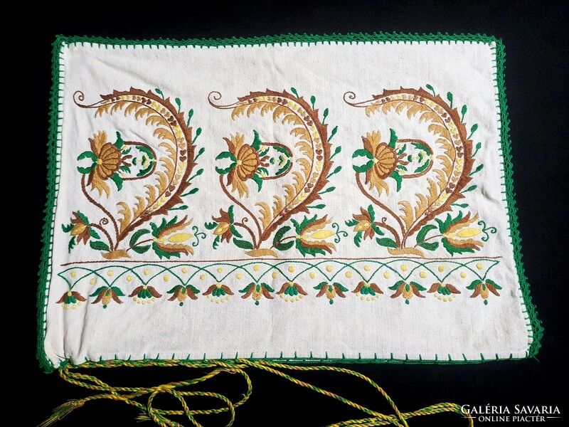 Decorative cushion embroidered on old canvas, cushion cover 50 x 36 cm