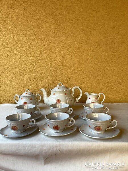 Zsolnay porcelain tea set with a rare daisy pattern.