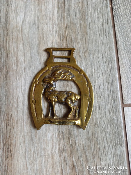 Nice old copper horse tool ornament (deer, 9.5x7.3 cm)
