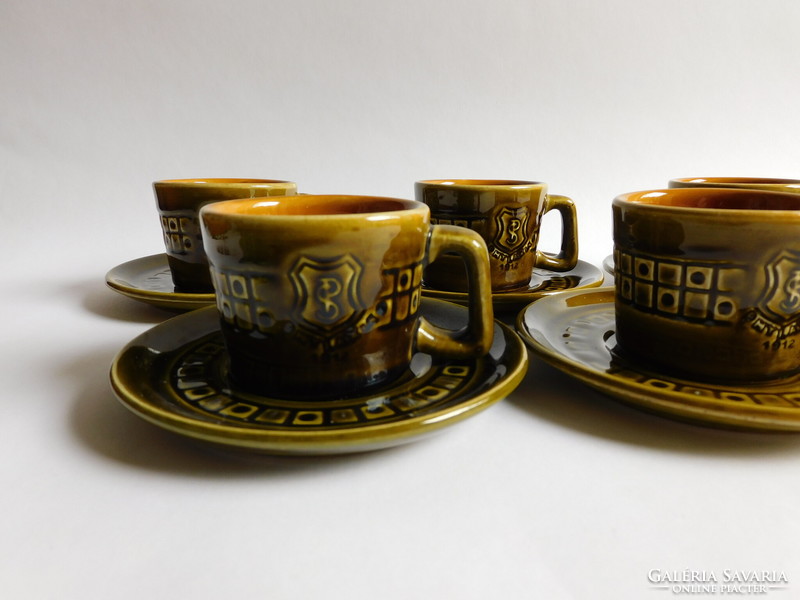 Curious Kispest granite coffee sets with the Phylaxia factory logo