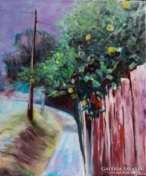 Curious apple tree. Oil on canvas, 55x46 cm.