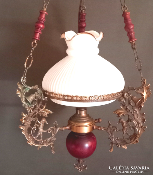 Huge antique copper figural chandelier lamp negotiable design