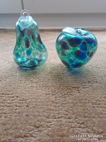 Old blown glass, Murano glass? Pear and apple maybe a Christmas tree decoration?