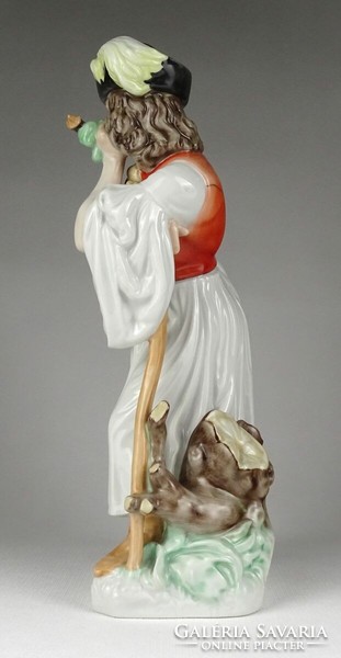 1R669 Herendi búsuló pipázó juhász porcelán figura 29 cm