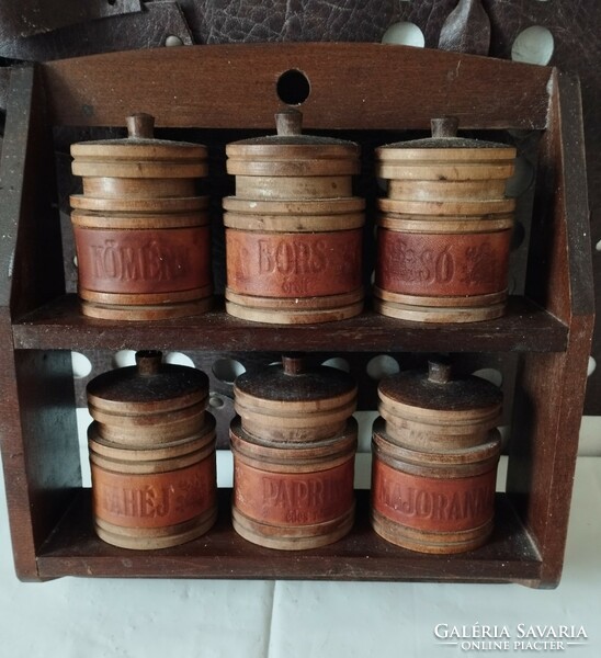Old wooden spice shelf can be hung on the wall