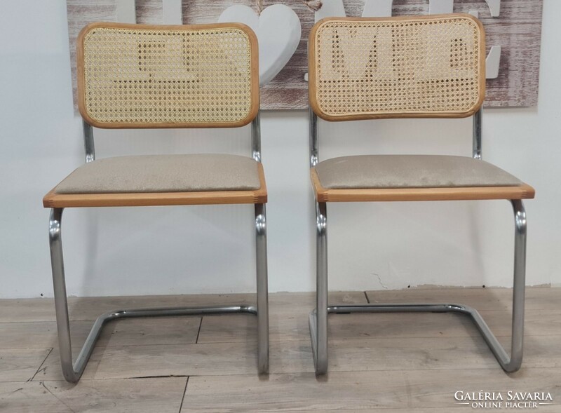 Bauhaus design Cesca szék, Marcel Breuer terv, kiváló állapotban a fém váz:)