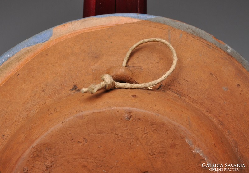 Erdélyi kék cserép mélytányér, Désháza, 100 éves.